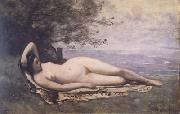 Jean Baptiste Camille  Corot Bacchante couchee au bord de la mer (mk11) oil painting